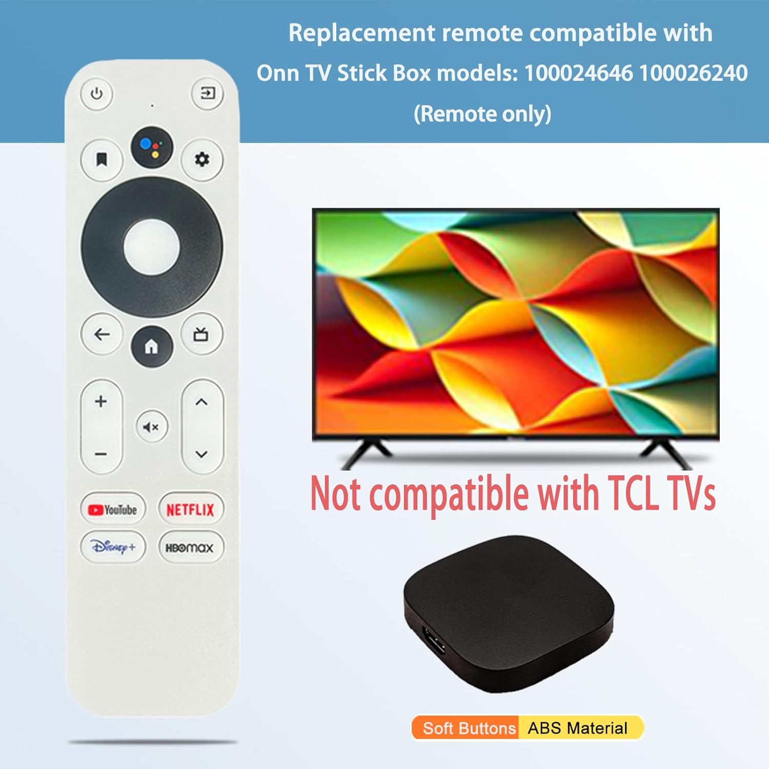 Replacement Bluetooth Voice Remote Control Fit for ONN Android TV Box & Stick