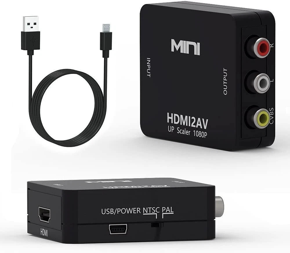 Mini HDMI To RCA AV Adapter Converter Cable CVBS 3RCA 1080P Composite Video Audio Up Scaler USB Powered