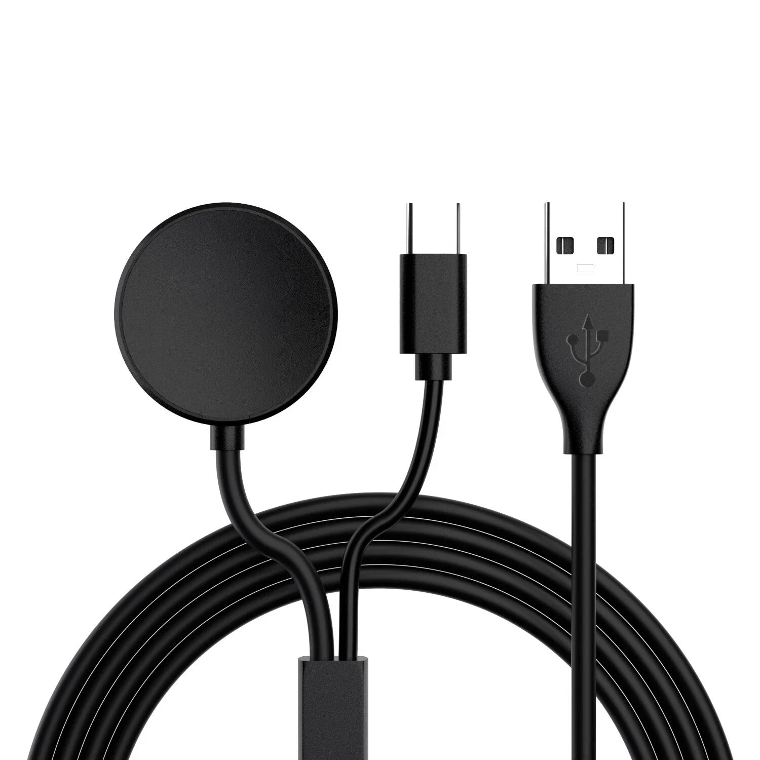 2-in-1 Charger for Samsung Galaxy Watch 7/6/5/4/3/2/Ultra/Active Charging Cable Black