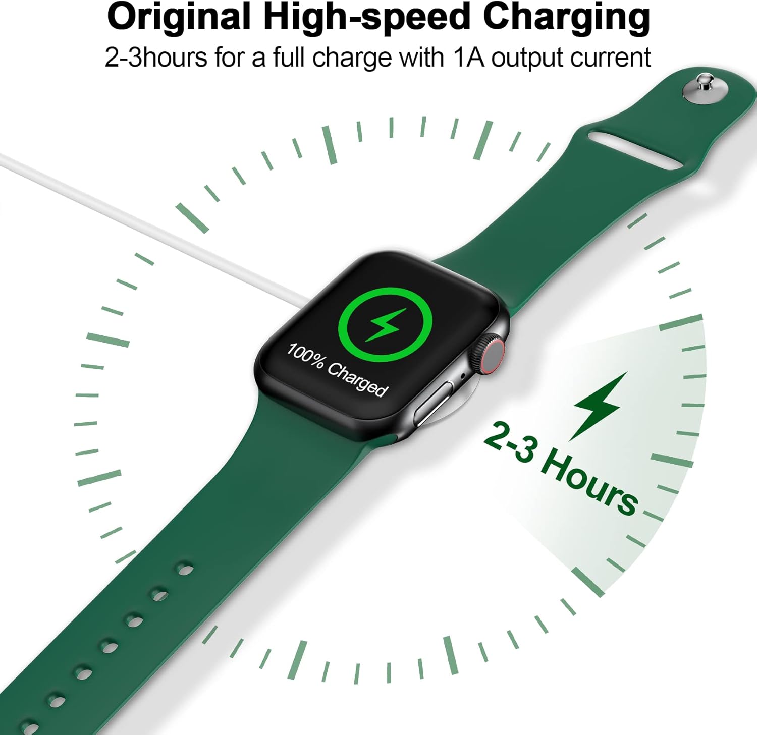 Magnetic USBA Charging Cable Charger For Apple Watch Series 5/6/SE/8/9/Ultra White