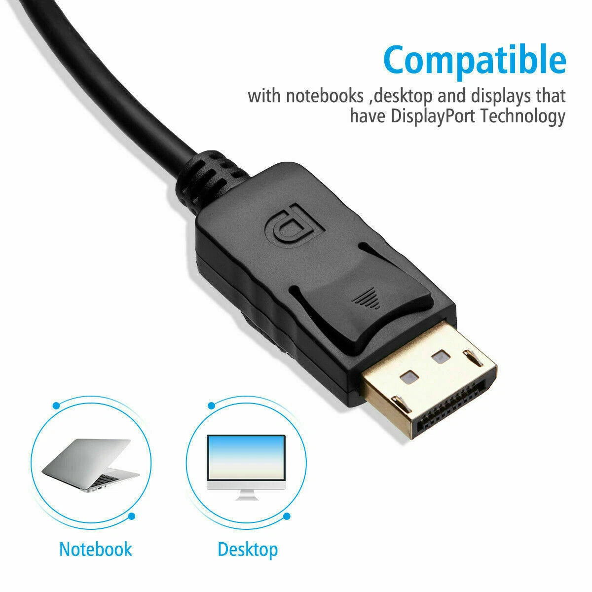 Display Port DP to HDMI Cable Adapter Converter Audio Video PC HDTV 1080P 60Hz 10 Feet