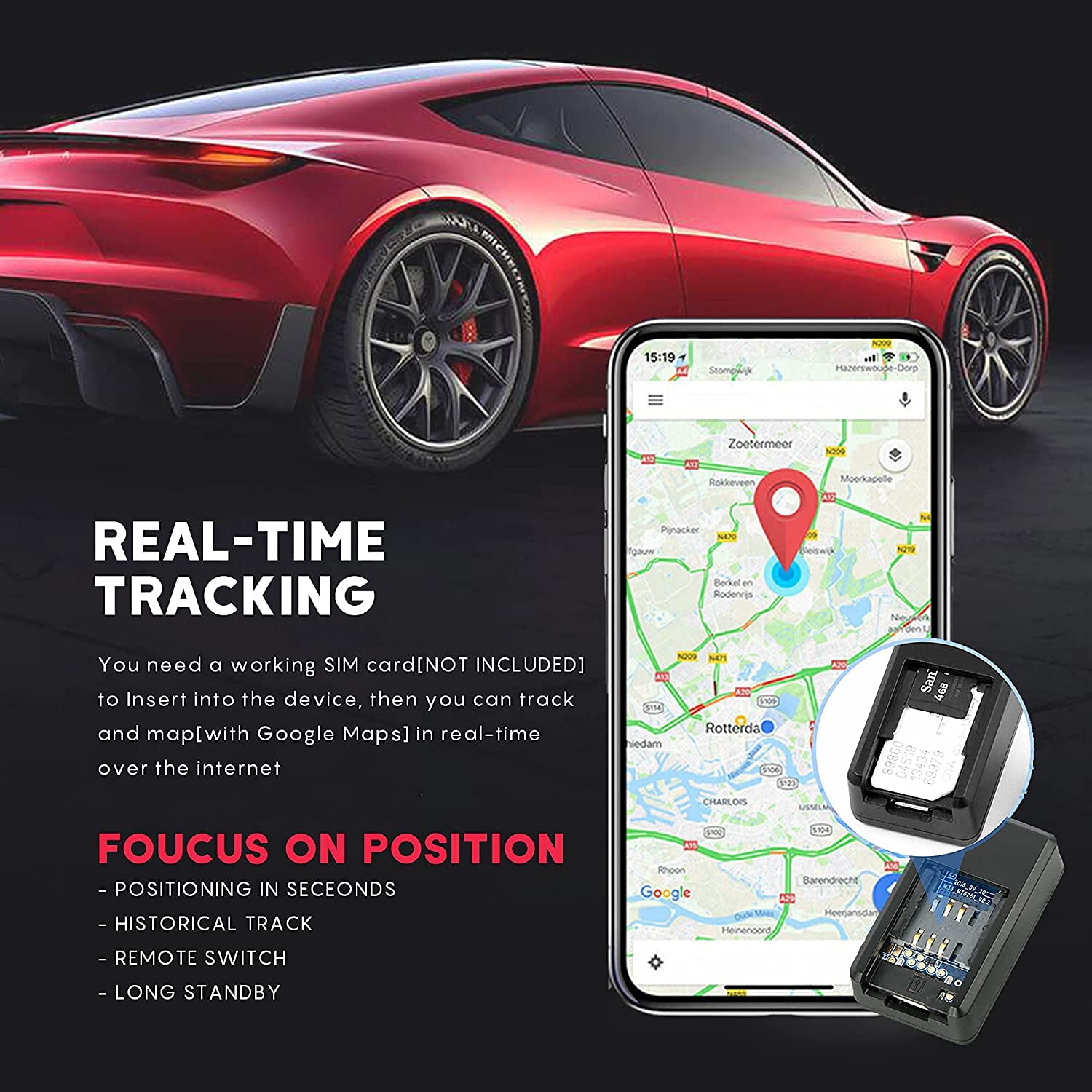 Vape and Wires GPS Tracker for Vehicles, Mini Magnetic GPS Real time Car Locator, Full USA Coverage, No Monthly Fee, Long Standby GSM SIM GPS Tracker for Vehicle/Car/Person Model 2022A