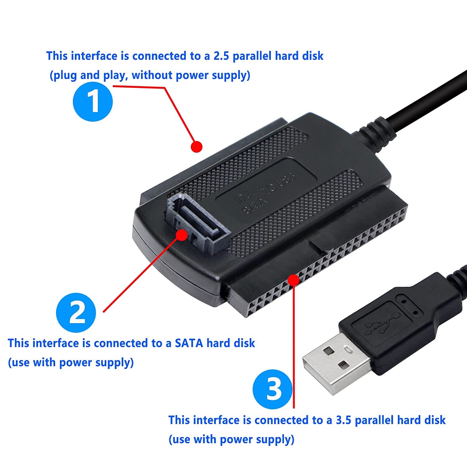 SGElectronix New IDE SATA to USB 2.0 Adapter Converter Cable for 2.5 3.5 Inch Hard Drive HD