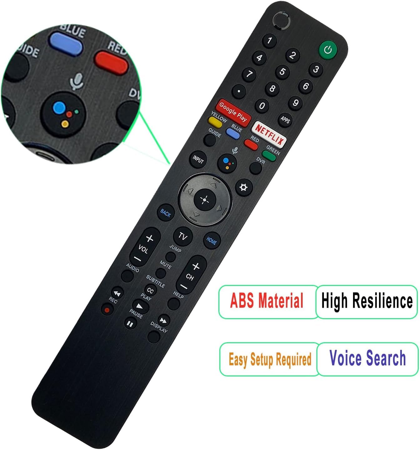 RMF-TX500U Replacement Voice Remote Compatible with Sony TV KD-75X750H KD-55X750H XBR-43X800H XBR-49X800H XBR-55X800H XBR-55X900H XBR-55X950H XBR-65X800H XBR-65X900H XBR-65X950H XBR-75X800H Black