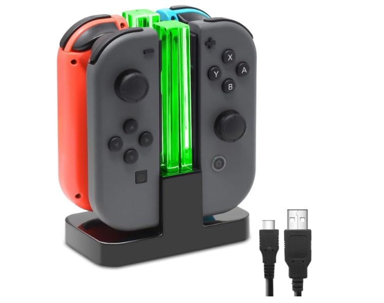 SGElectronicx Charging Dock Compatible with Nintendo Switch for Joy Con & OLED Model Controller with LED Light Indication, Charger Stand Station with Charging Cable