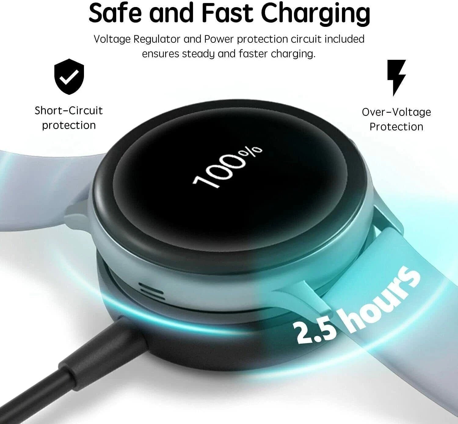 FAST Wireless Charger For Samsung Galaxy Watch 6/5/5 Pro/4/3/2 Ultra/Classic US Black