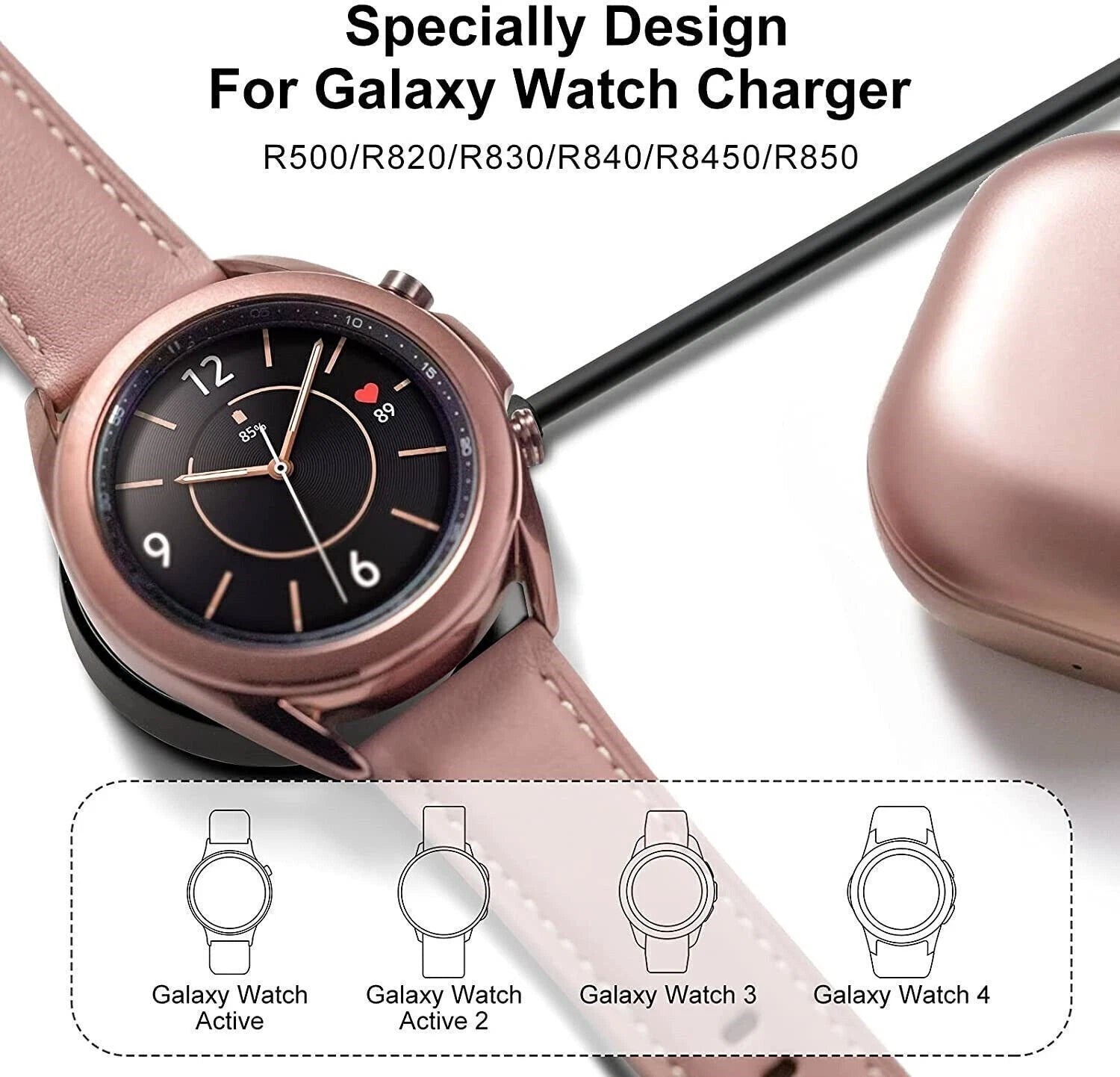 FAST Wireless Charger For Samsung Galaxy Watch 6/5/5 Pro/4/3/2 Ultra/Classic US Black