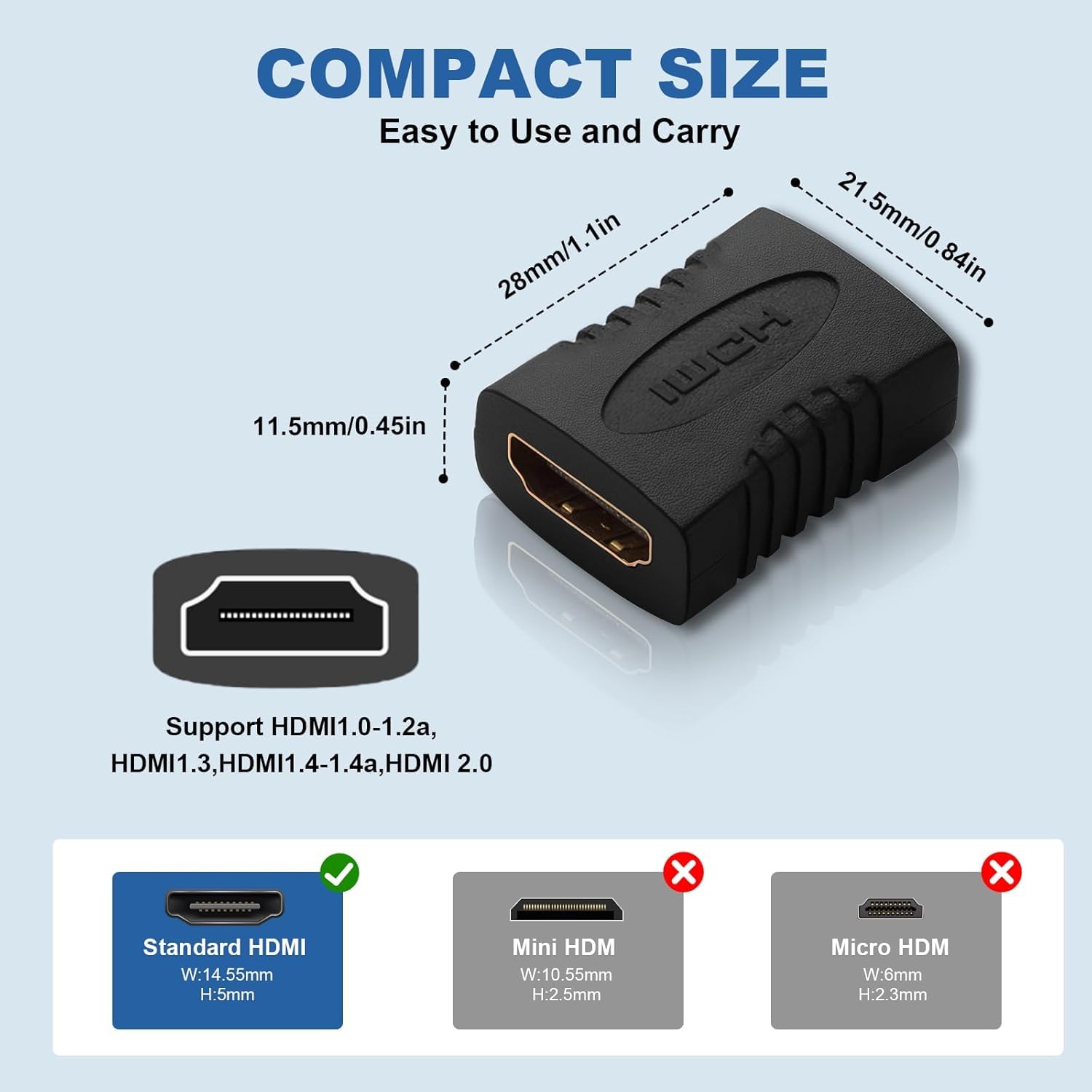 SGElectronix 10 Pack HDMI Coupler Adapter Gold Plated, High Speed HDMI Coupler F/F Female to Female Adapter Black