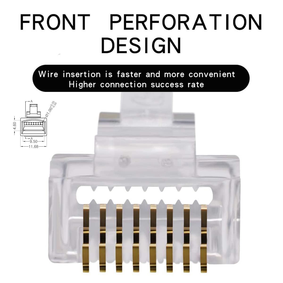 SGElectronic Cat6 RJ45 Connectors, 100-PACK Cat6 RJ45 Ends, Ethernet Cable Crimp Connectors Male Ethernet Connector End