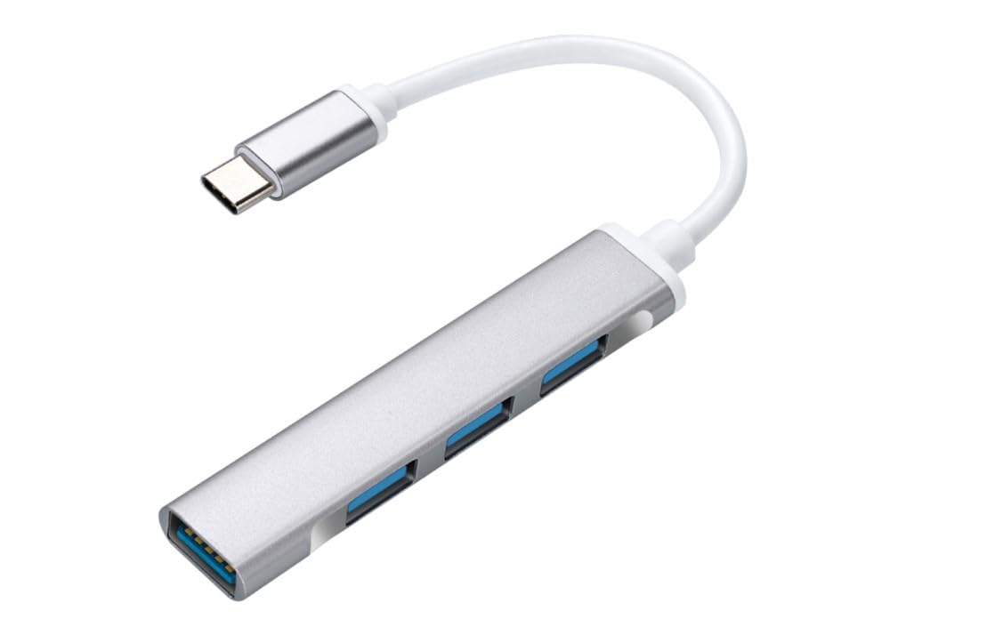 USB Hub 4-Port USB Hub Ultra-Slim Data USB Splitter Portable Aluminum Alloy Mini USB Hub Extensions Applicable for Laptop, MacBook, Mac Mini/Pro, Surface, Notebook PC (USB-C)