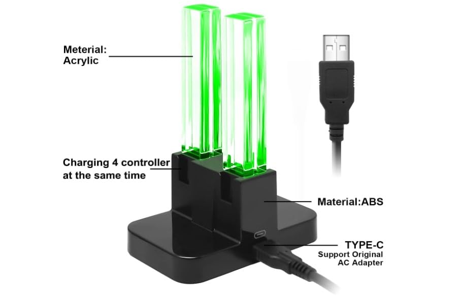 SGElectronicx Charging Dock Compatible with Nintendo Switch for Joy Con & OLED Model Controller with LED Light Indication, Charger Stand Station with Charging Cable