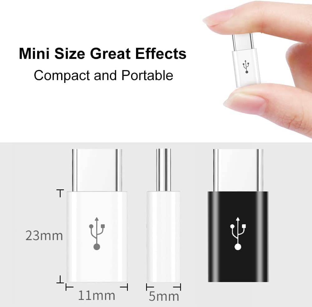 SGElectronix Adapter Micro USB to USB C (4 Pack), OTG Adapter Compatible with Samsung Galaxy, LG, Huawei, Type-C Phones, Tablets and More (2 Black and 2 White)