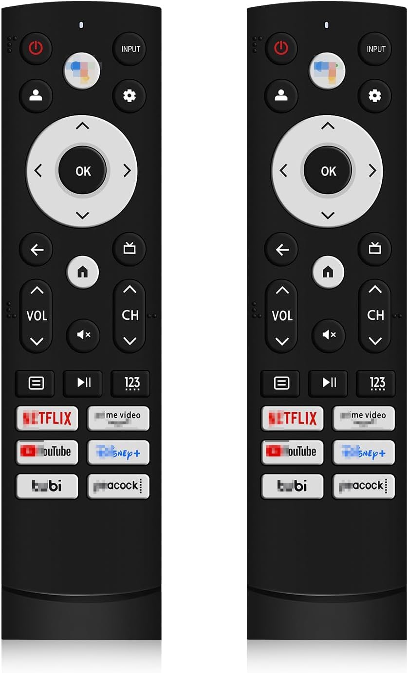 SGELECTRONIX 2Pcs Infrared Replacement Remote Control for Hisense Google TV Model 43A6H 50A6H 55A6H 65A6H 75A6H 50U6H 55U6H 65U6H 75U6H 65U8H 75U8H (No Voice Function) Black