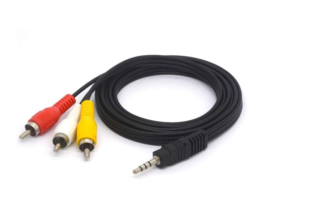 SGElectronix Auxualiry to RCA Camcorder A/V Audio Video Output Cable, 3 RCA to 3.5mm A/V Input Adapter Cord Replacement for Sony TV, TCL TV (5FT)