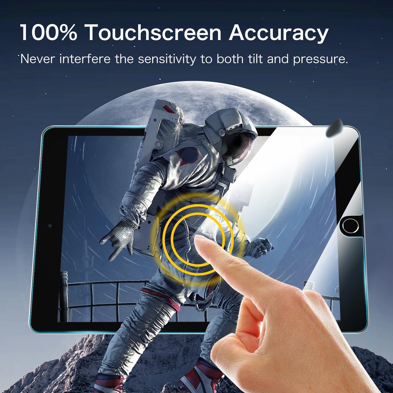 10.2 Tempered Glass Screen Protector for iPad 9th / 8th / 7th Generation (2021/2020 / 2019) 10.2 Inch & iPad Air 3 10.5" (2019) / Pro 10.5" (2017) - Anti Scratch Premium HD Clear 9H Hardness