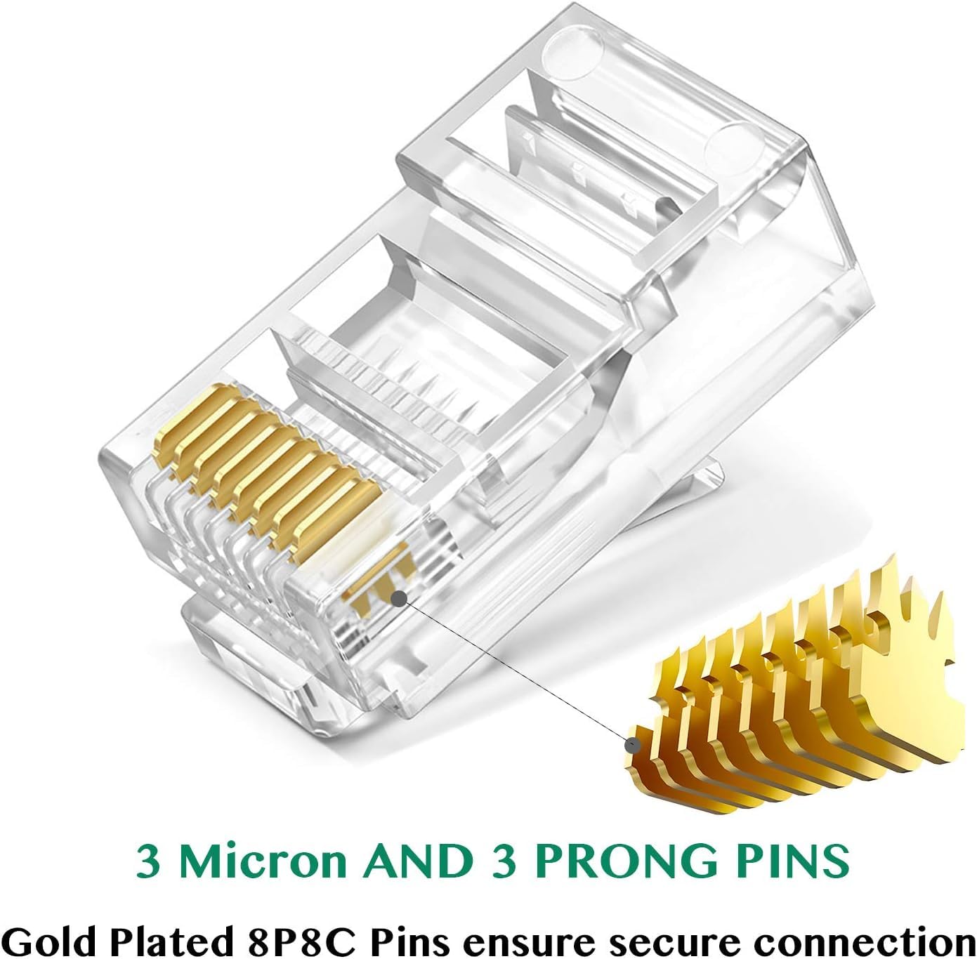 SGElectronic Cat6 RJ45 Connectors, 100-PACK Cat6 RJ45 Ends, Ethernet Cable Crimp Connectors Male Ethernet Connector End
