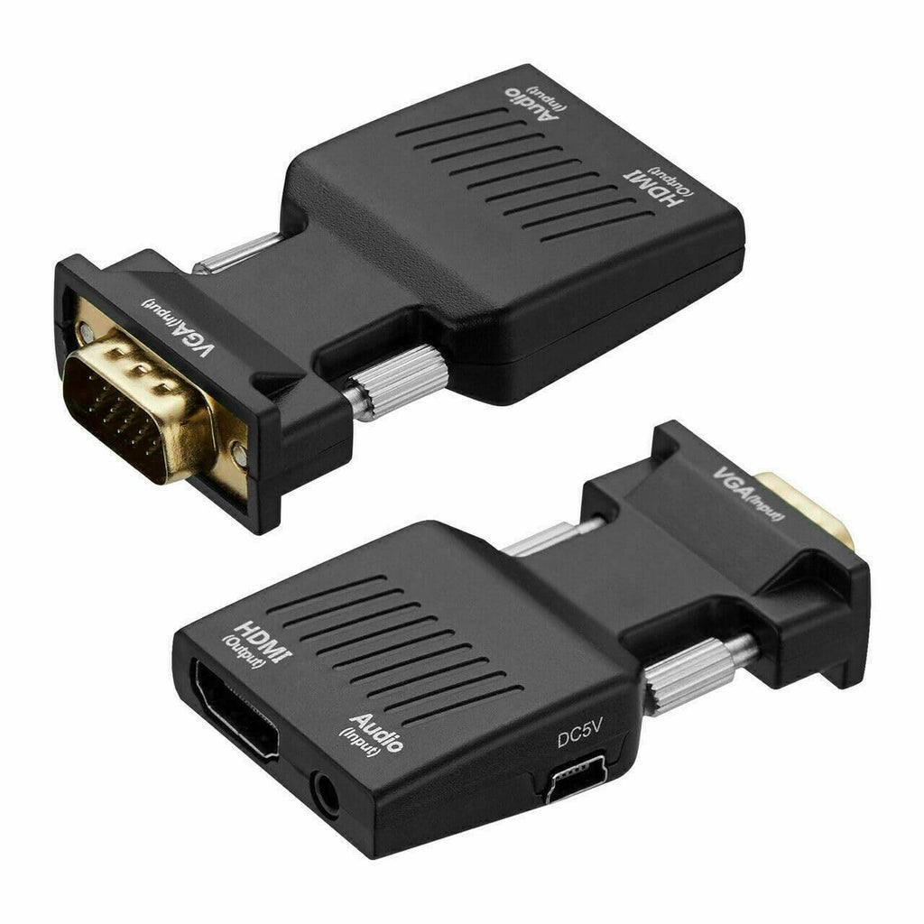 VGA to HDMI Adapter Converter with Audio,(PC VGA Source Output to TV/Monitor with HDMI Connector), Active Male VGA in Female HDMI 1080p Video Dongle adaptador for Computer,Laptop,Projector