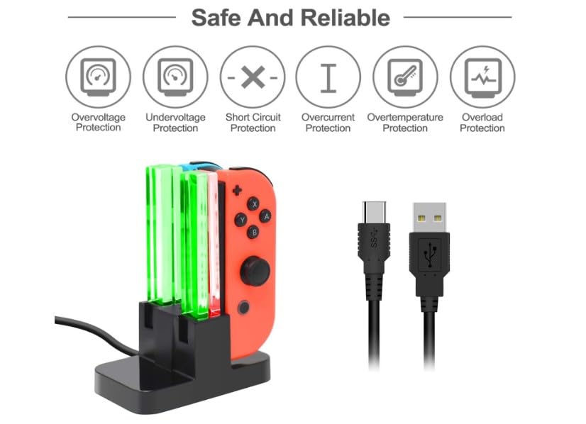 SGElectronicx Charging Dock Compatible with Nintendo Switch for Joy Con & OLED Model Controller with LED Light Indication, Charger Stand Station with Charging Cable