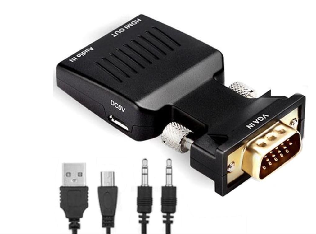 VGA to HDMI Adapter Converter with Audio,(PC VGA Source Output to TV/Monitor with HDMI Connector), Active Male VGA in Female HDMI 1080p Video Dongle adaptador for Computer,Laptop,Projector