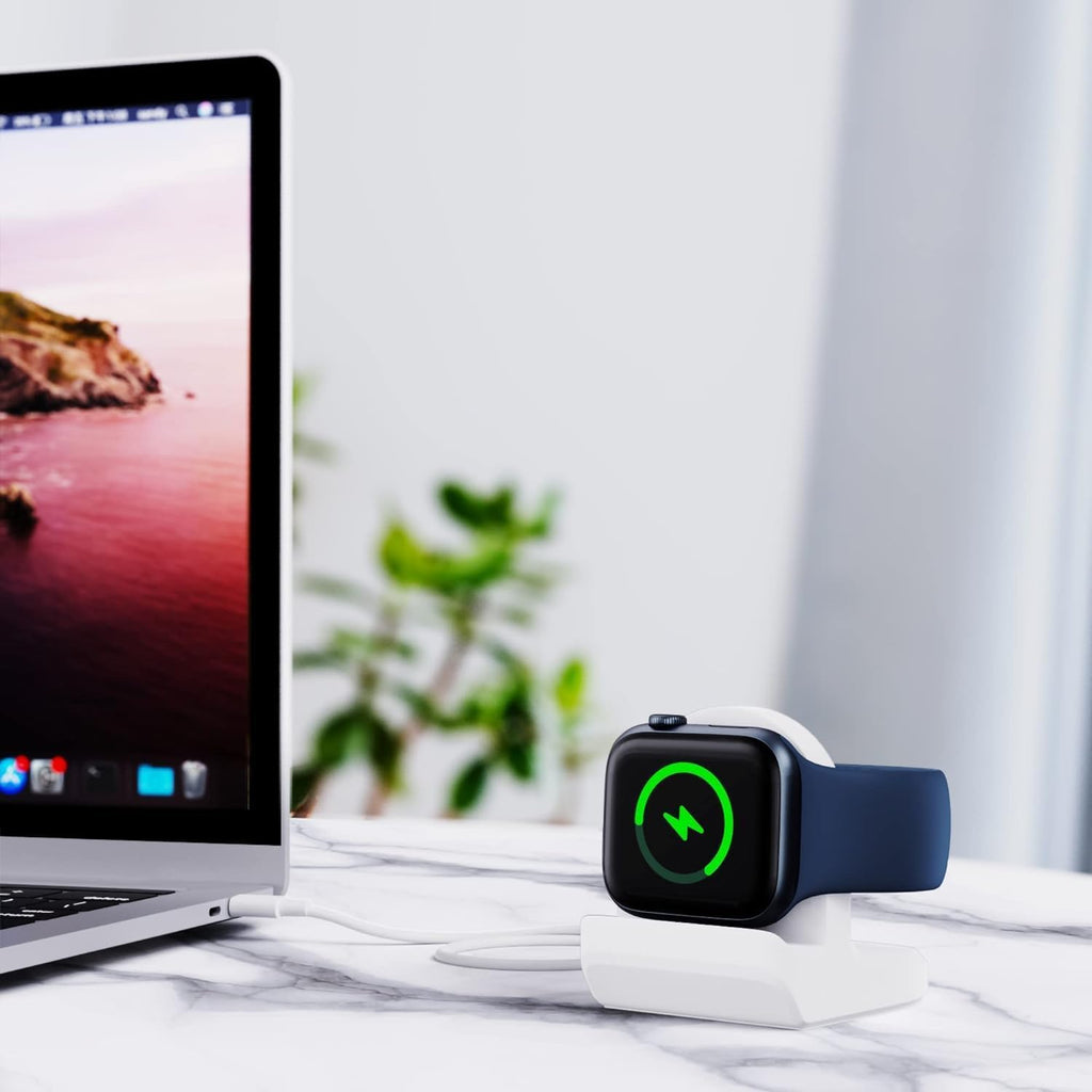 SGElectronix Compact Stand Compatible with iWatch Series7/SE &Series6/Series 5 /Series 4/Series 3/Series 2 / Series 1 - Nightstand Mode (44mm/40mm/38mm/42mm Compatible)(White)