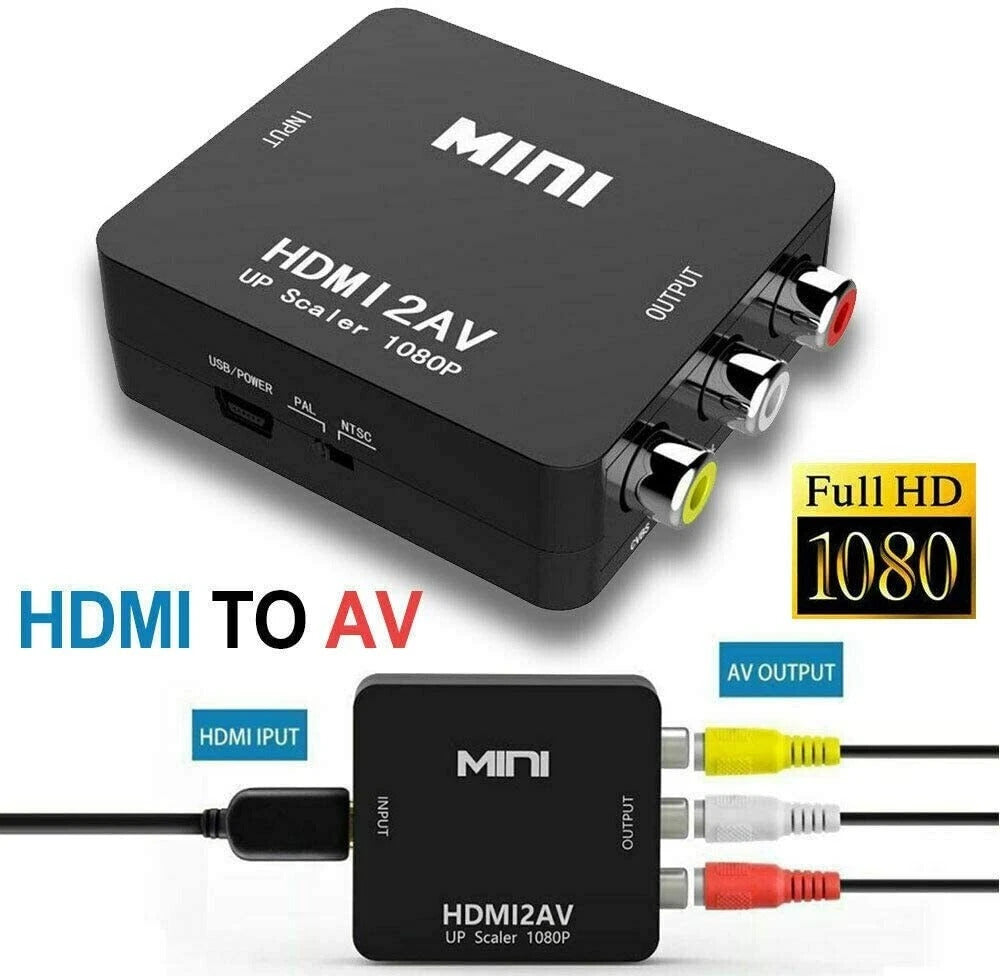 Mini HDMI To RCA AV Adapter Converter Cable CVBS 3RCA 1080P Composite Video Audio Up Scaler USB Powered