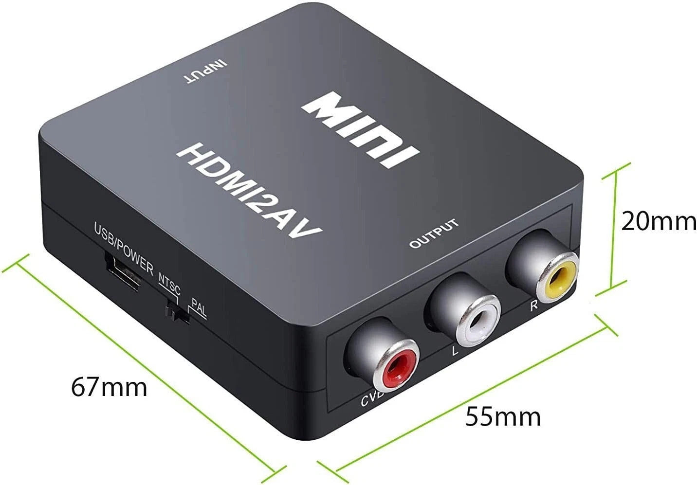 Mini HDMI To RCA AV Adapter Converter Cable CVBS 3RCA 1080P Composite Video Audio Up Scaler USB Powered