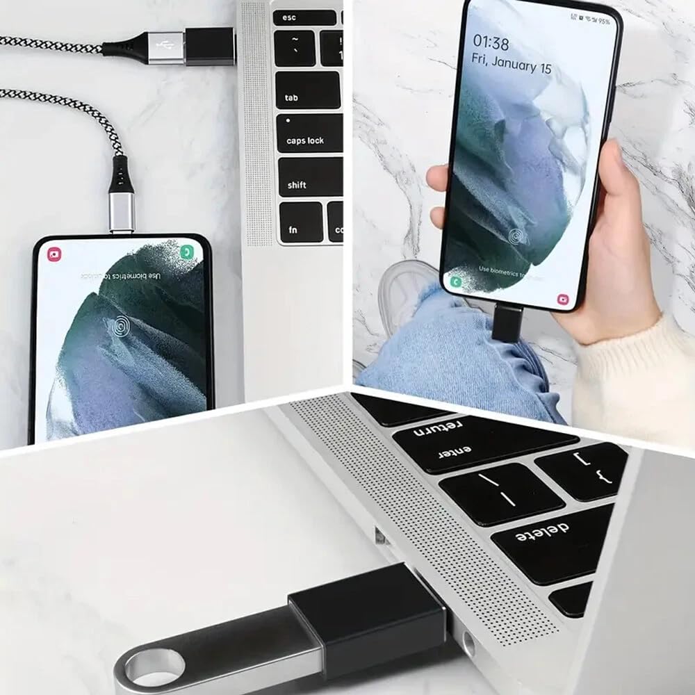 USB C to USB Adapter 6 Pack, 10Gbps USBC Male to USB 3.2 Female Adapter, Type C USB C Adapter for MacBook Pro,iMac,iPhone 16 15 Pro Max,iPad mini Pro, Thunderbolt 4, Samsung Galaxy Black
