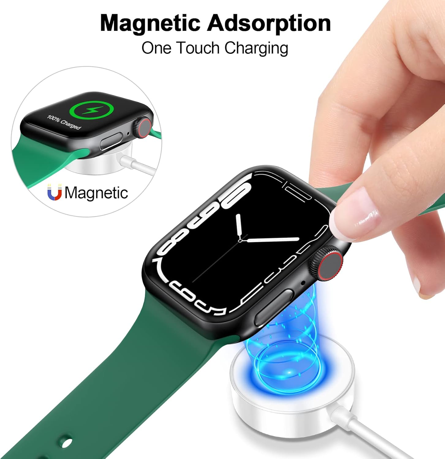 Magnetic USBA Charging Cable Charger For Apple Watch Series 5/6/SE/8/9/Ultra White