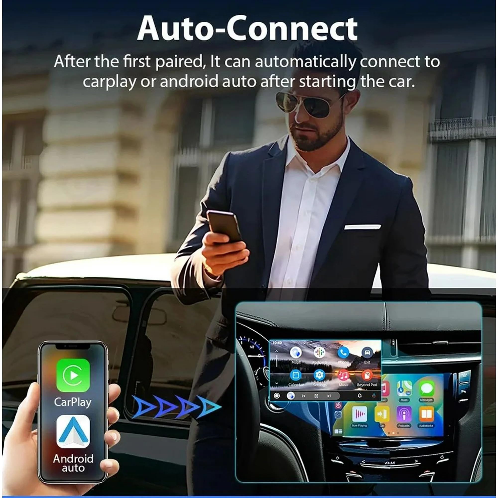 SGElectronix 2 IN 1 Wireless Carplay Adapter, Plug & Play Magic link Carplay Stable Fast Connection, Convert Factory Wired to Wireless Carplay Dongle/Android Auto Adapter for Cars 2016+, iPhone iOS 9+
