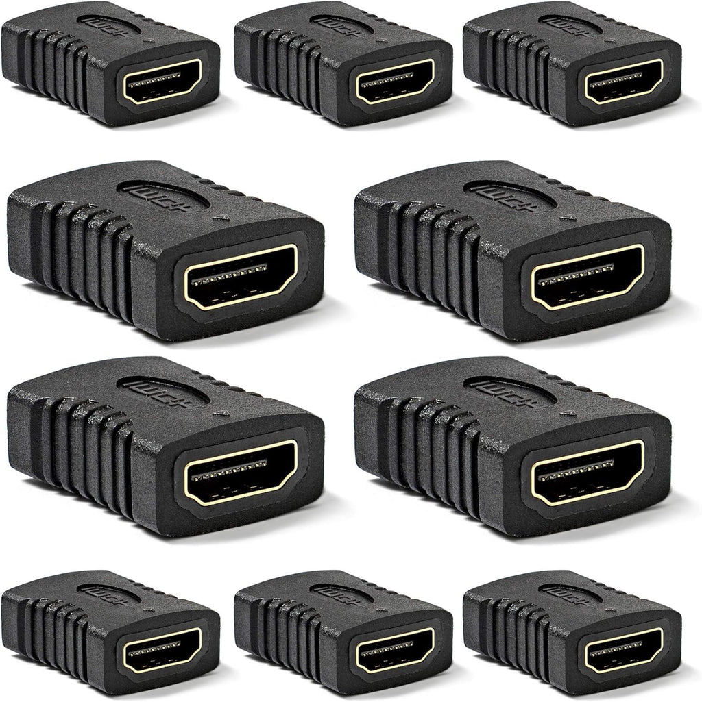 SGElectronix 10 Pack HDMI Coupler Adapter Gold Plated, High Speed HDMI Coupler F/F Female to Female Adapter Black