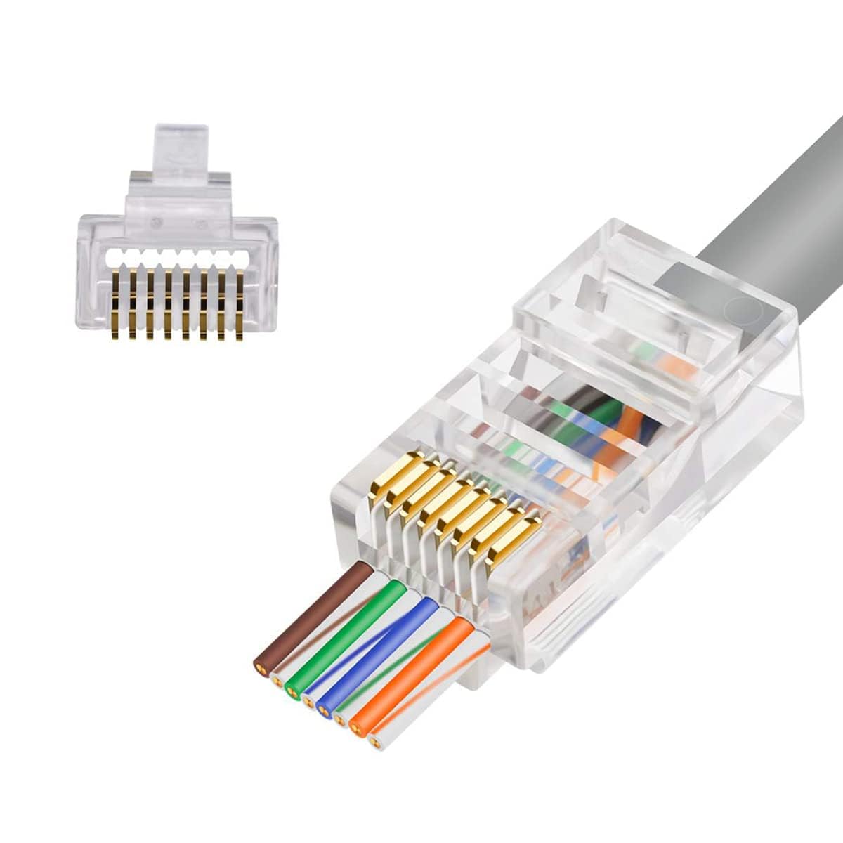 SGElectronic Cat6 RJ45 Connectors, 100-PACK Cat6 RJ45 Ends, Ethernet Cable Crimp Connectors Male Ethernet Connector End