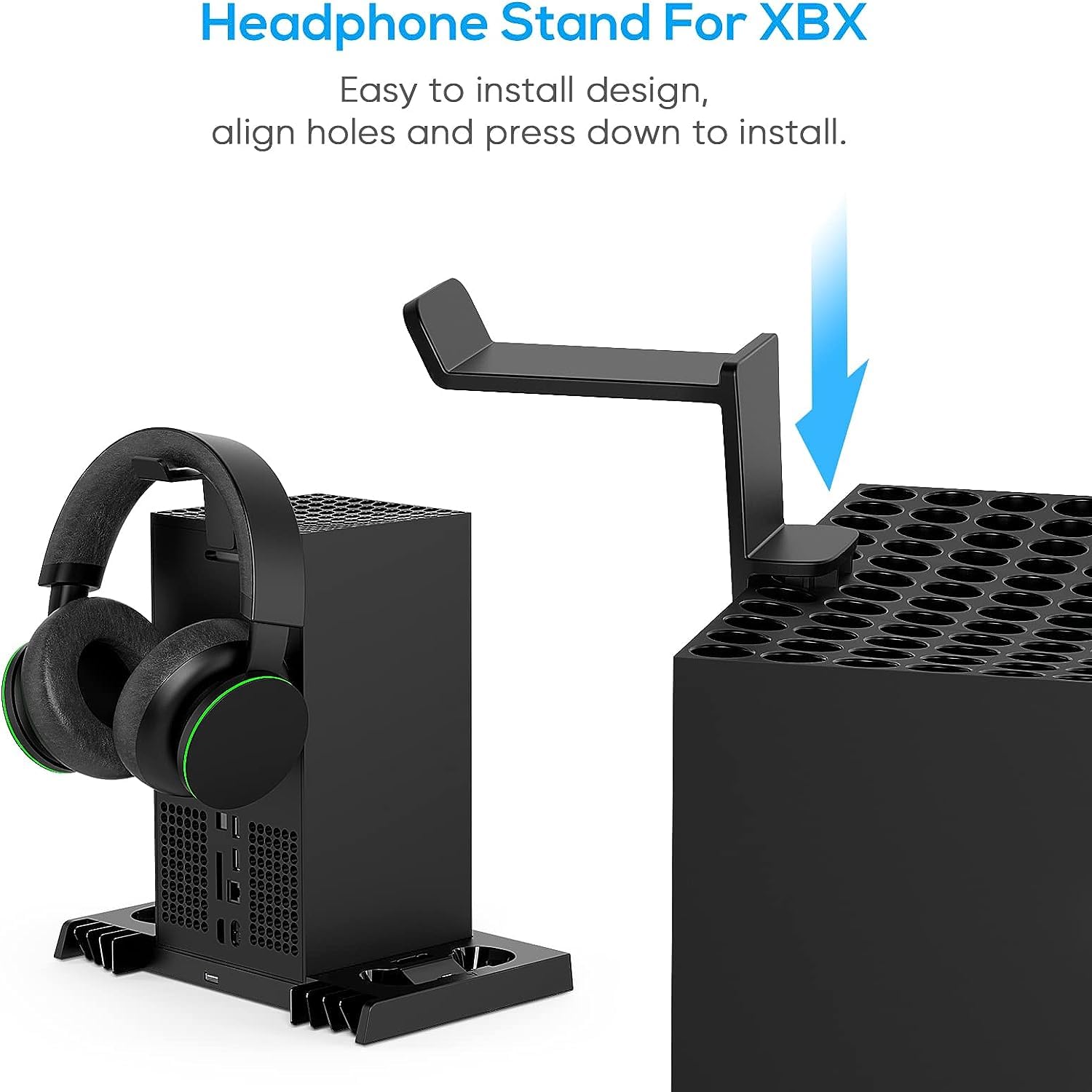 SGElectronix Upgraded Vertical Cooling Stand for Xbox Series X with Controller Charger Station Dock, Dual Suction Cooler Fan System Stand Accessories with 8 Game Storage Organizer, Headset Hanger