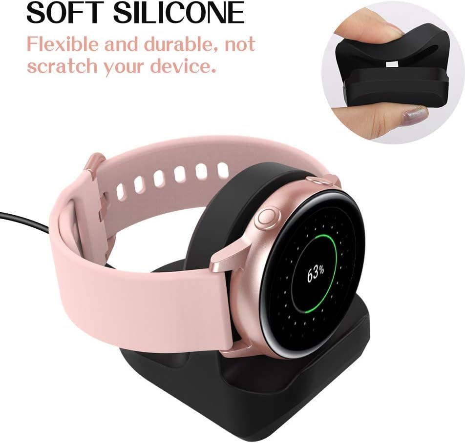 Stand for Samsung Galaxy Watch 4/Watch 4 Classic/Watch 3 41mm 45mm/Active 2 40mm 44mm,Non-Slip Silicone Charging Dock Holder,Charger Bracket with Integrated Cable Management Slot (No Charger Cable)