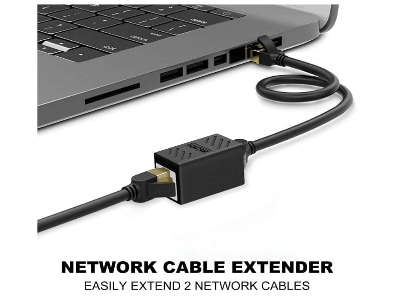 SGElectronix RJ45 Coupler 2 Pack, Ethernet Extender, in-Line Coupler Female to Female Ethernet Coupler for Cat7/ Cat6/ Cat5/ Cat5e Ethernet Cable Extender Adapter (RJ45 2pcs, Black)