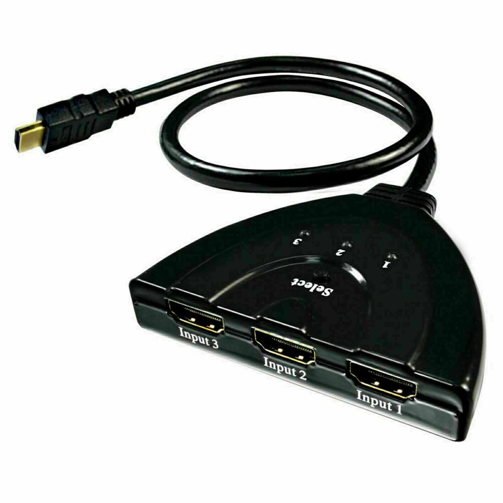 SGElectronix HDMI Switch 4K, VILCOME 3 Port HDMI Switcher 3x1 HDMI Splitter Hub 3 in 1 Out with Pigtail Cable Supports 4K 3D HD 1080P for Xbox PS4 Roku HDTV