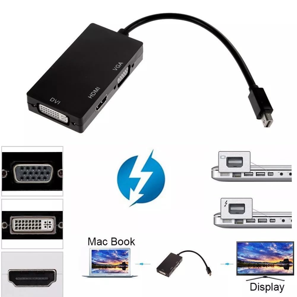 SGElectronix 3 in 1 Mini DisplayPort Adapter - 1080p - Mini DP/Thunderbolt to HDMI/VGA/DVI Splitter for Your Monitor (MDP2VGDVHD)