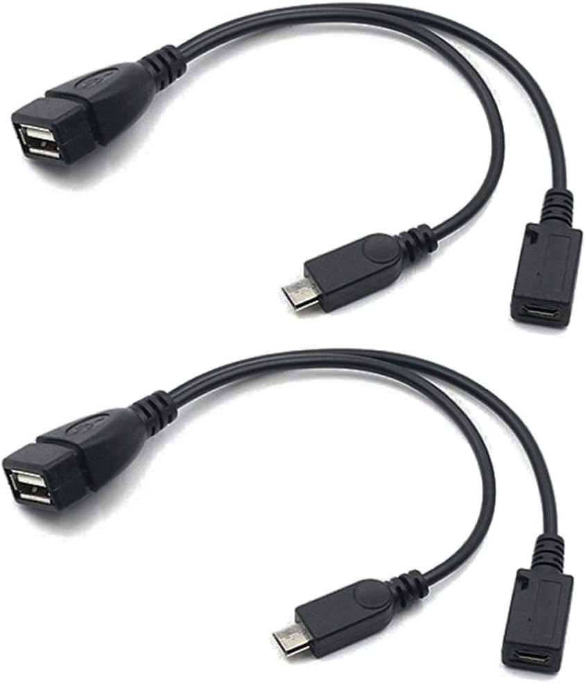 SGElectronix 2-in-1 Micro USB to USB Adapter (OTG Cable + Power Cable) for Fire Stick, PlayStation Classic and More - 2 Pack Black