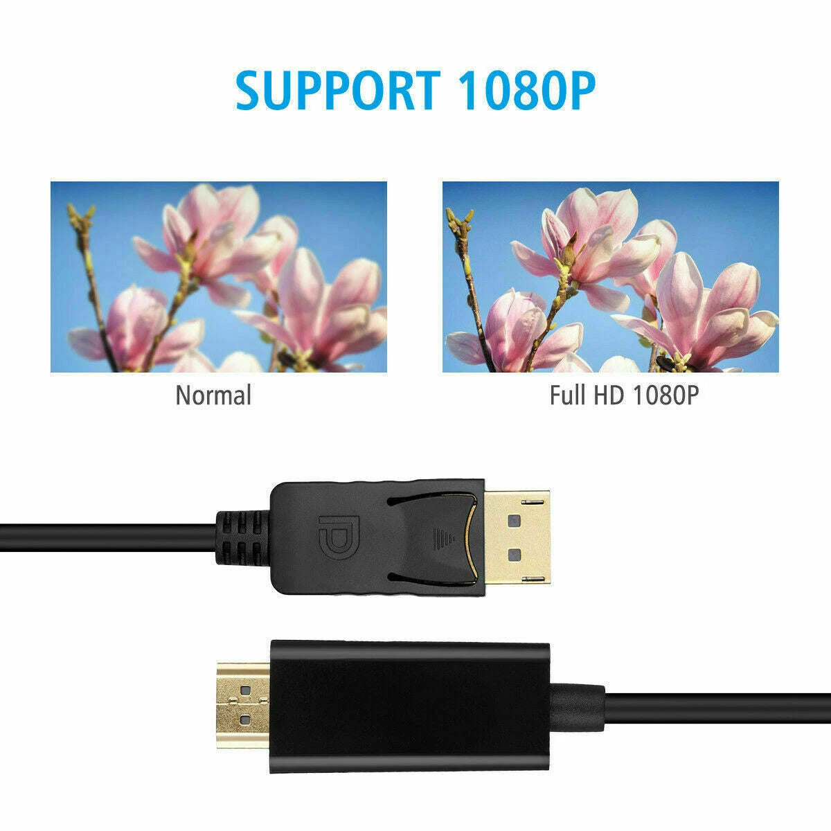 Display Port DP to HDMI Cable Adapter Converter Audio Video PC HDTV 1080P 60Hz 10 Feet