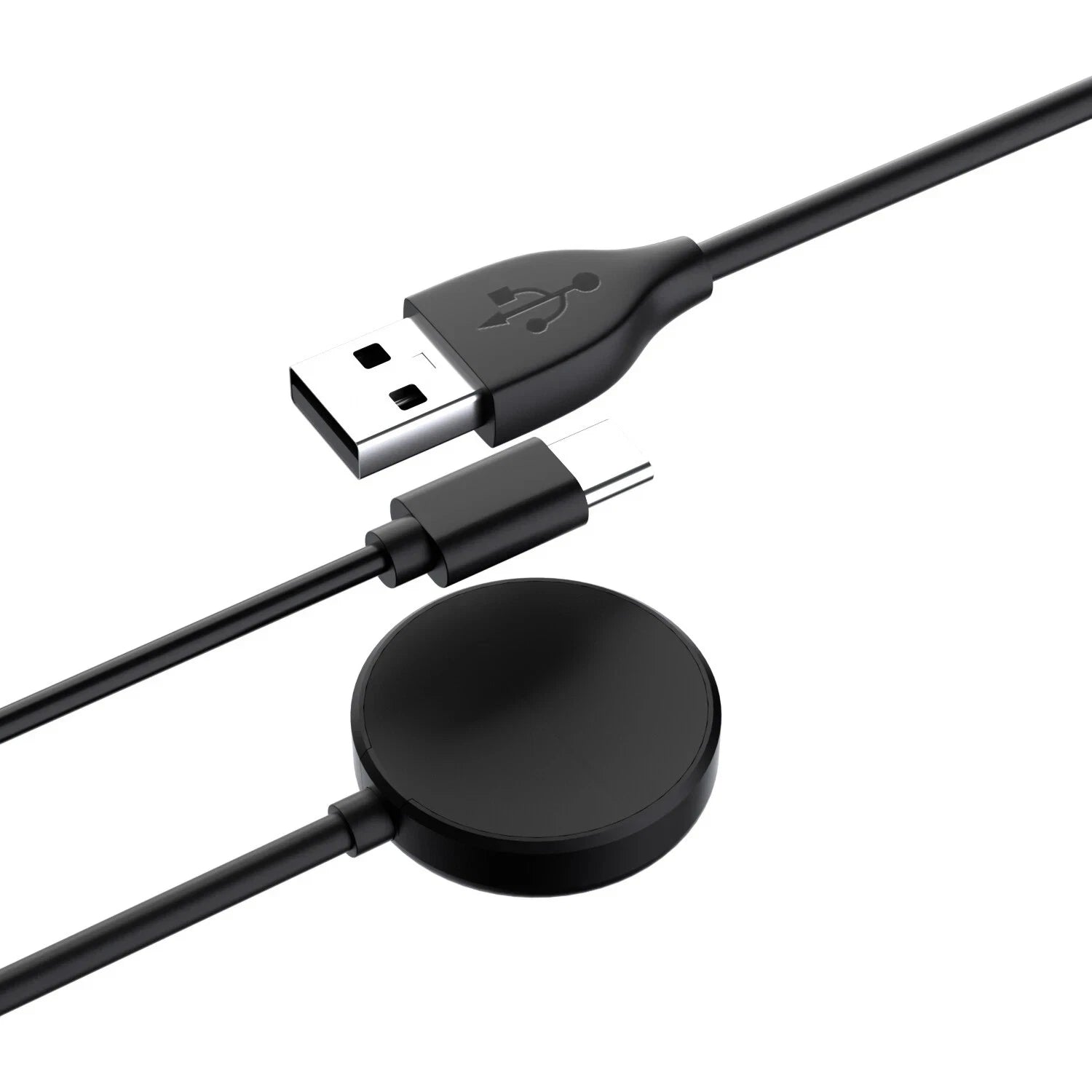 2-in-1 Charger for Samsung Galaxy Watch 7/6/5/4/3/2/Ultra/Active Charging Cable Black