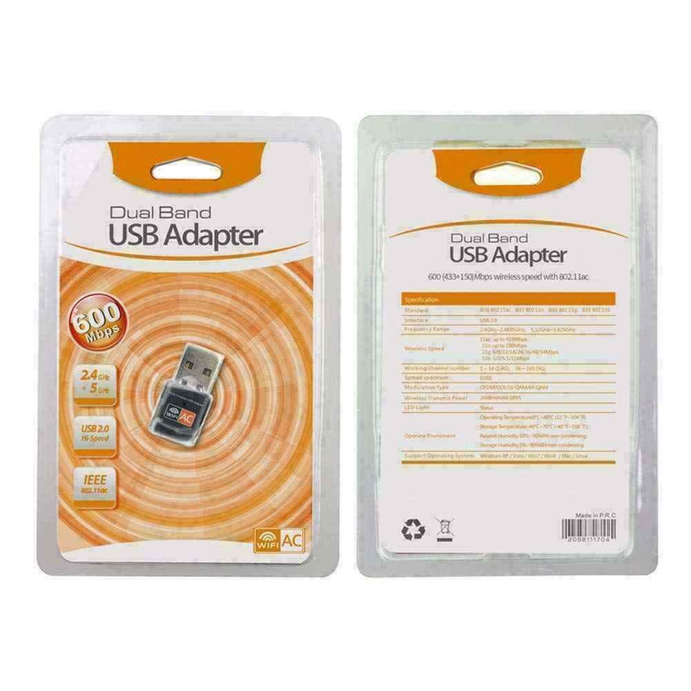 USB WiFi Adapter, AC600 Mbps Dual Band 2.4/5Ghz Wireless USB Mini WiFi New Network Adapter 802.11 Mini Wireless for Laptop/Desktop/PC, Support Desktop Laptop MAC Book Windows Notebook
