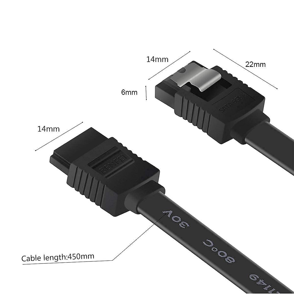 SGElectronix SATA Cable III, 6 Pack SATA Cable III 6Gbps Straight HDD SDD Data Cable with Locking Latch 20 Inch Compatible for SATA HDD, SSD, CD Driver, CD Writer - Black