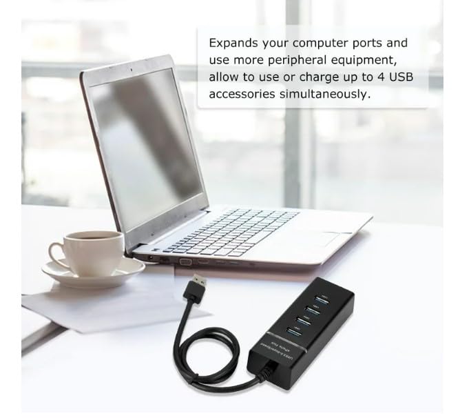 SGElectronix 4-Port USB Hub 3.0 for Laptop USB 3.0 Hub 5Gbps Multiport Adapter Portable Travel, USB Hub for MacBook Air Por Windows/Mac OS, Linux Flash Drive, Mobile HDD