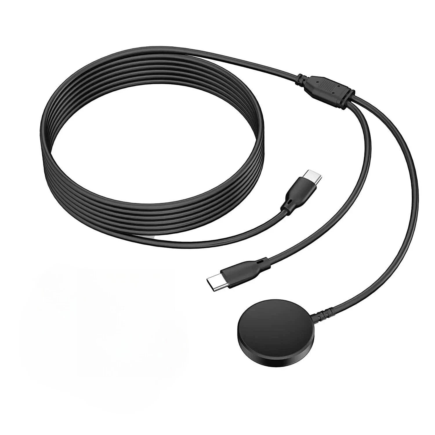 2-in-1 Charger for Samsung Galaxy Watch 7/6/5/4/3/2/Ultra/Active Charging Cable Black