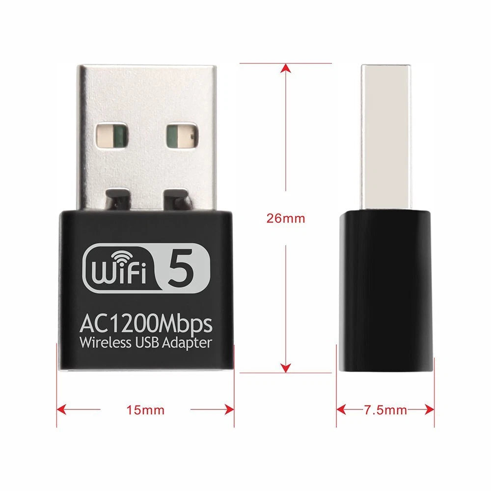 Wireless Lan USB PC Wi-Fi Adapter Network 802.11AC 1200Mbps Dual Band 2.4G / 5G