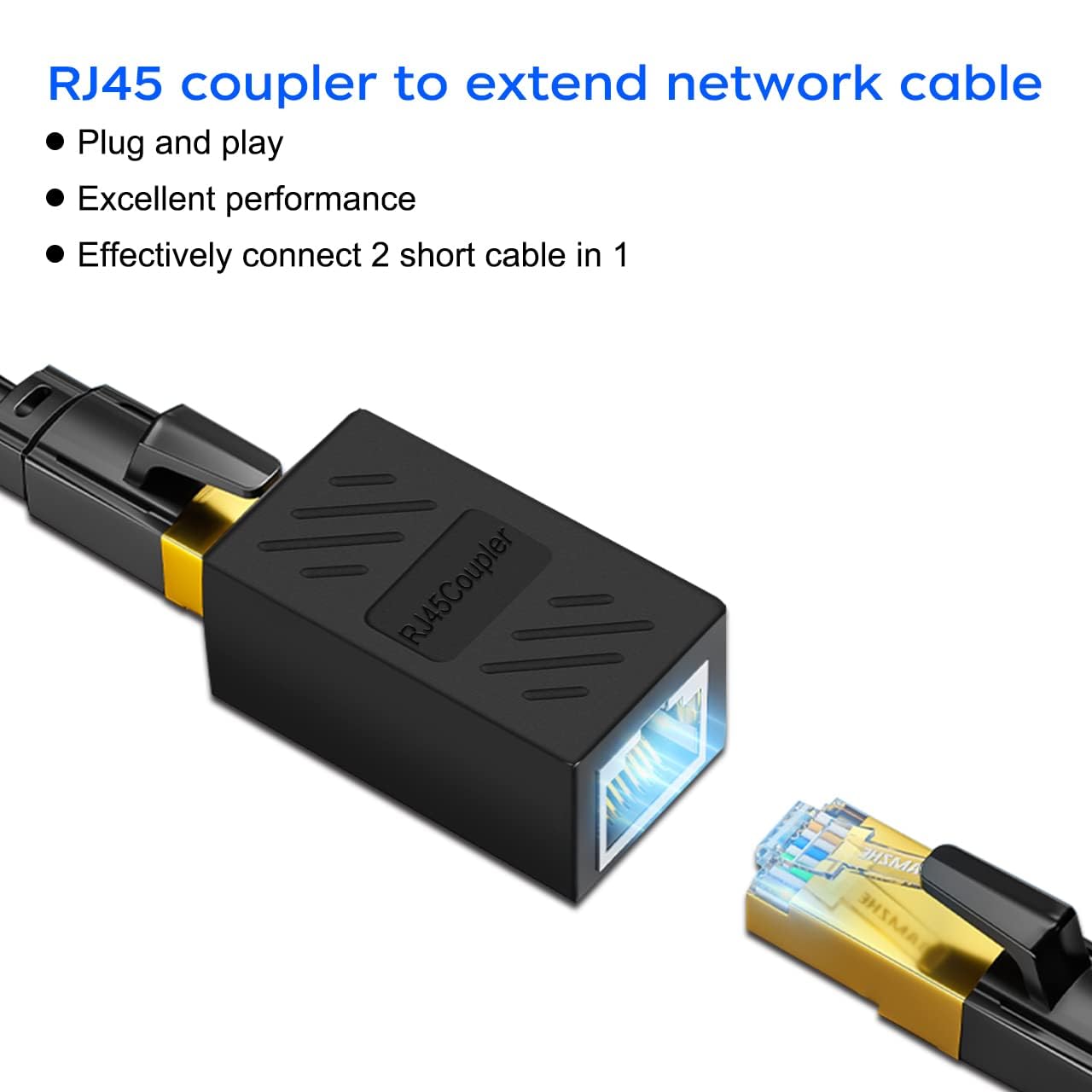 SGElectronix 10 Pack RJ45 Cat6 Cat7 Cat6 Cat5e Cat5 Coupler Ethernet Extender Connector, Ethernet Cable Extender Female to Female Black