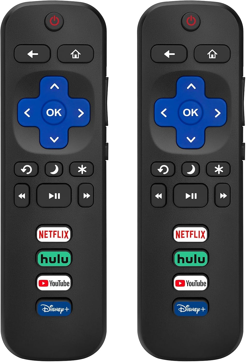 (Pack of 2) Replacement-Remote-Control for Roku-TV,Compatible for TCL Roku/Hisense Roku/Onn Roku/Philips Roku Smart TVs(Not for Stick and Box) Black