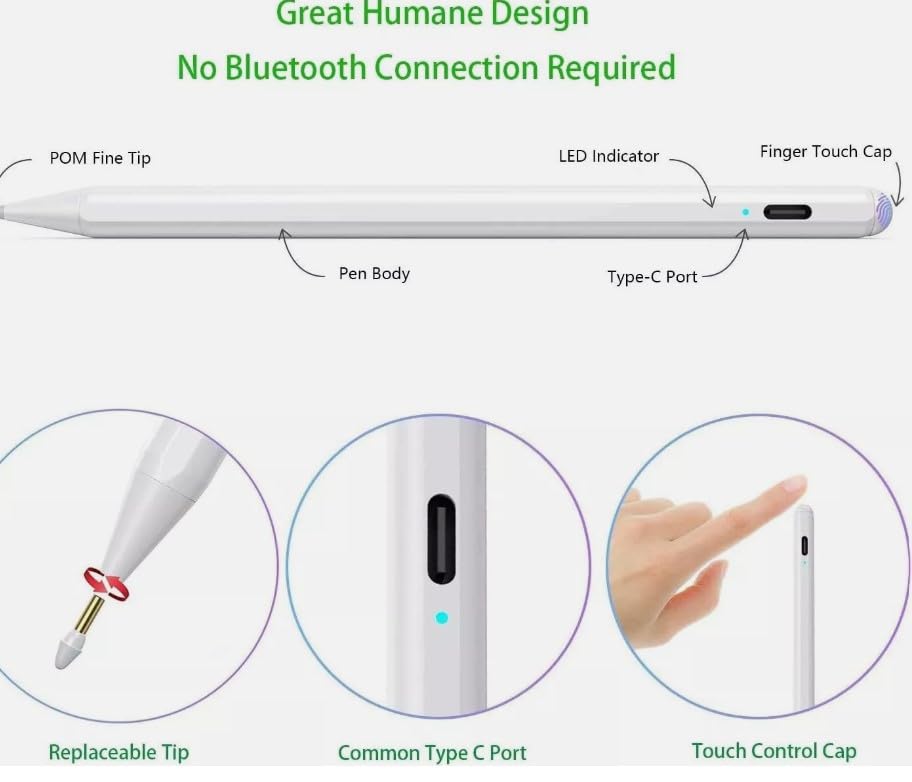 SGElectronix Stylus Pen for iPad 2018-2023, 2X Fast Charge iPad Pencil 2nd Generation Genaric Compatible with Apple iPad Pro 11/12.9 inch, iPad Mini 5/6, iPad Air(5/4/3), iPad (10/9/8/7/6) White