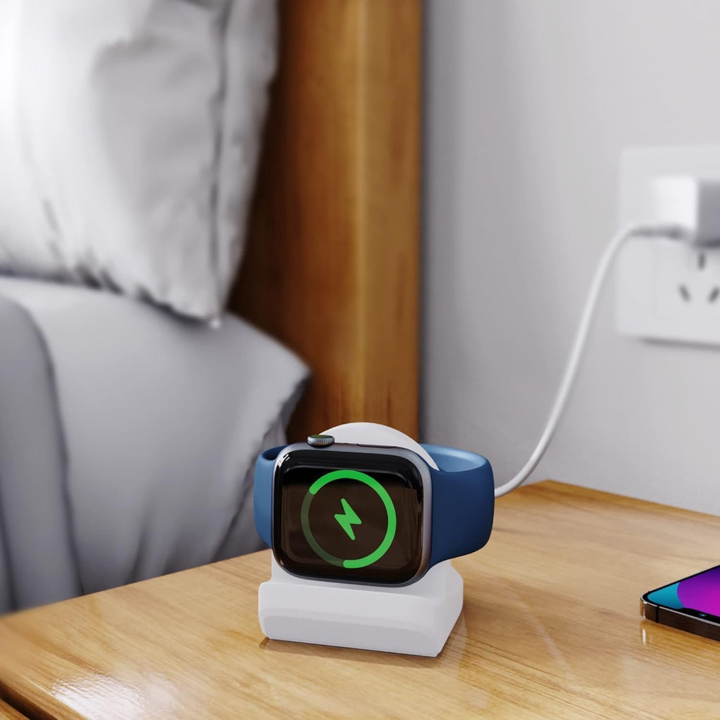 SGElectronix Compact Stand Compatible with iWatch Series7/SE &Series6/Series 5 /Series 4/Series 3/Series 2 / Series 1 - Nightstand Mode (44mm/40mm/38mm/42mm Compatible)(White)