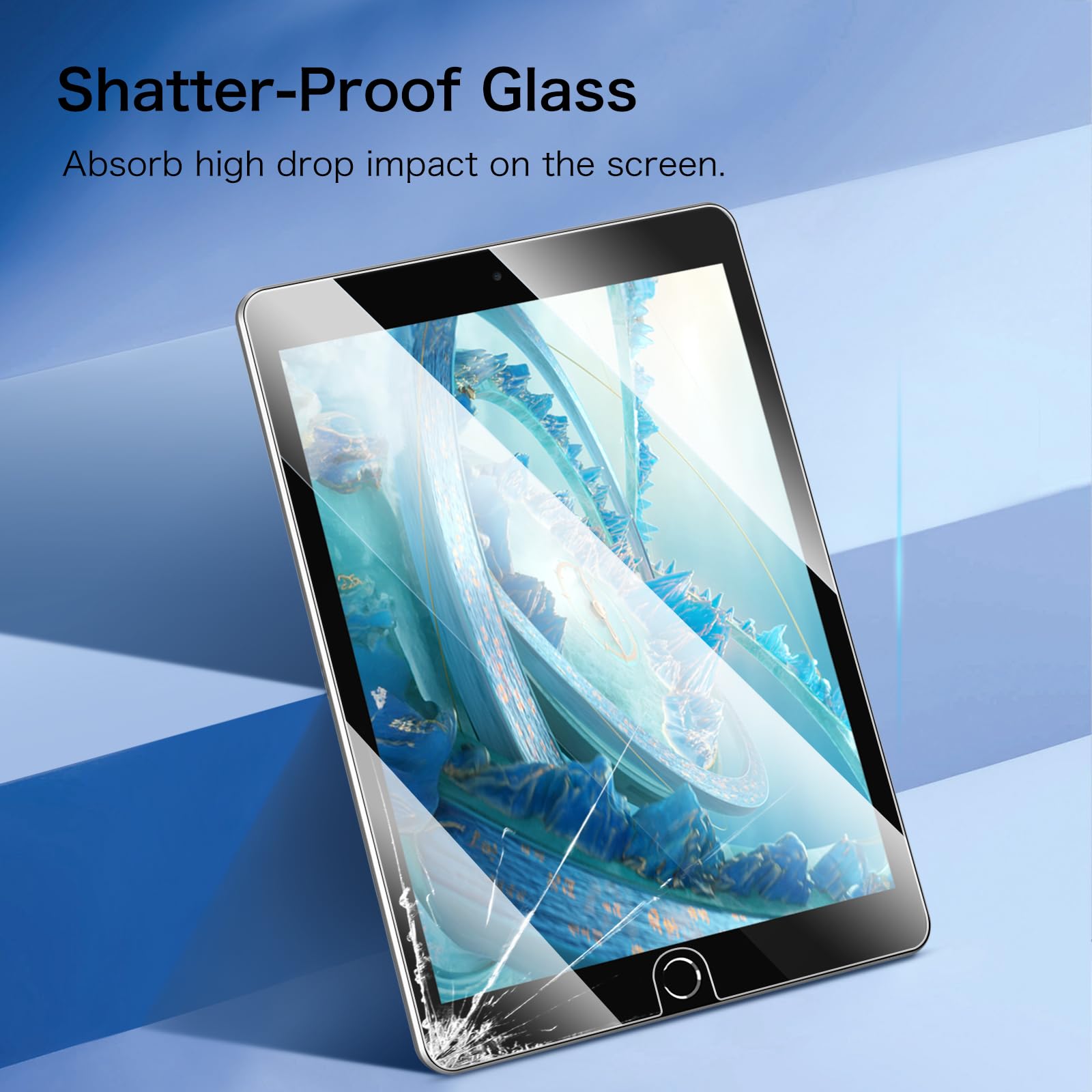 10.2 Tempered Glass Screen Protector for iPad 9th / 8th / 7th Generation (2021/2020 / 2019) 10.2 Inch & iPad Air 3 10.5" (2019) / Pro 10.5" (2017) - Anti Scratch Premium HD Clear 9H Hardness