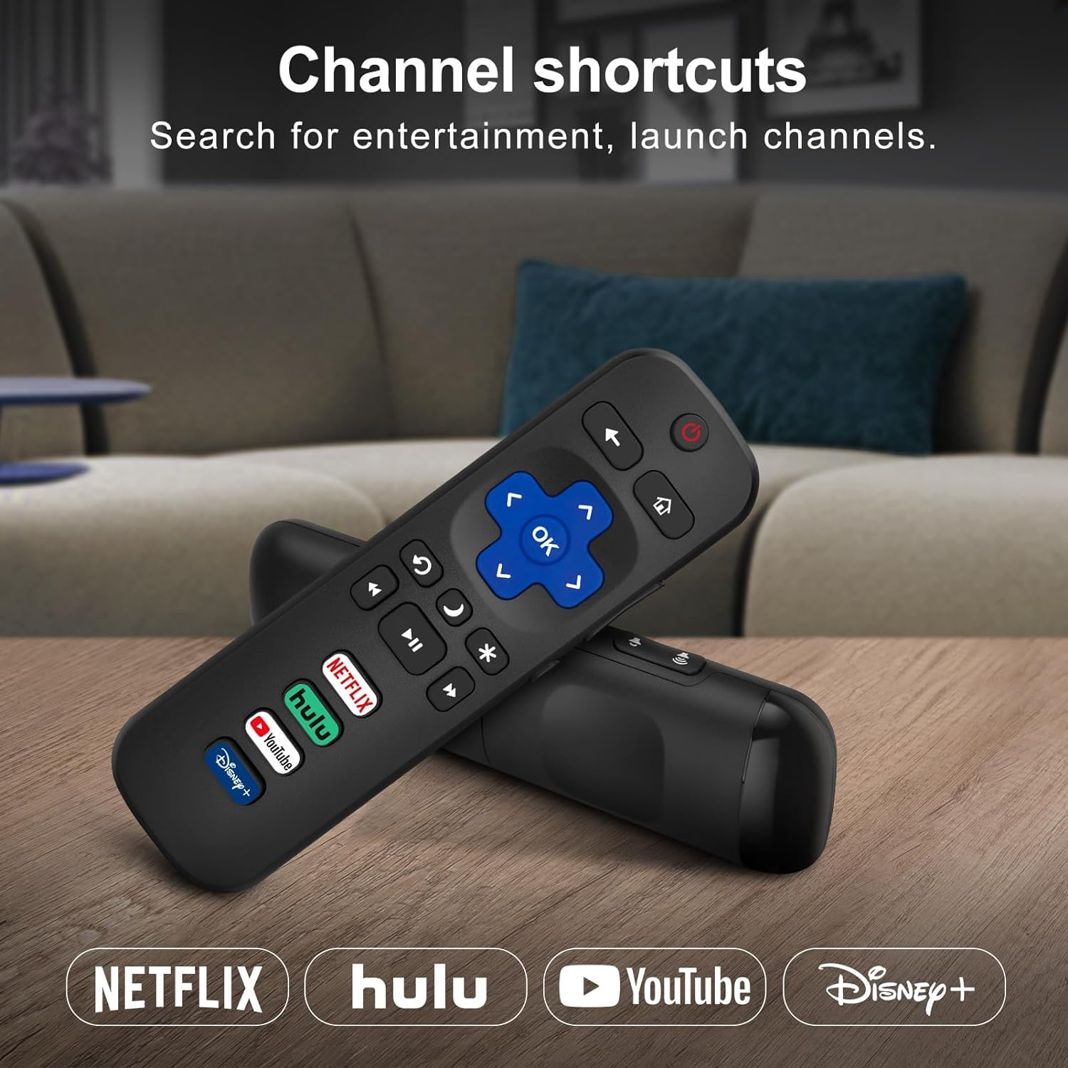 (Pack of 2) Replacement-Remote-Control for Roku-TV,Compatible for TCL Roku/Hisense Roku/Onn Roku/Philips Roku Smart TVs(Not for Stick and Box) Black